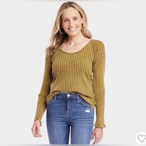 Knox Rose Slim Fit Ribbed Long Sleeve Knit